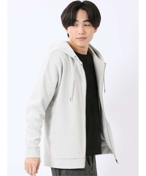 TAKA-Q(タカキュー)の「フルジップ パーカー メンズ 長袖 ストレッチ ハニカム ジャガード フーディー(パーカー・メンズ・ネイビー/グレー系その他2/ライトグレー/ボルドー・X-LARGE/MEDIUM/LARGE)」の20枚目の写真