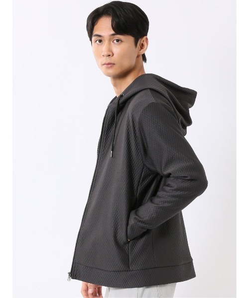 TAKA-Q(タカキュー)の「フルジップ パーカー メンズ 長袖 ストレッチ ハニカム ジャガード フーディー(パーカー・メンズ・ネイビー/グレー系その他2/ライトグレー/ボルドー・X-LARGE/MEDIUM/LARGE)」の13枚目の写真