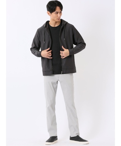TAKA-Q(タカキュー)の「フルジップ パーカー メンズ 長袖 ストレッチ ハニカム ジャガード フーディー(パーカー・メンズ・ネイビー/グレー系その他2/ライトグレー/ボルドー・X-LARGE/MEDIUM/LARGE)」の7枚目の写真