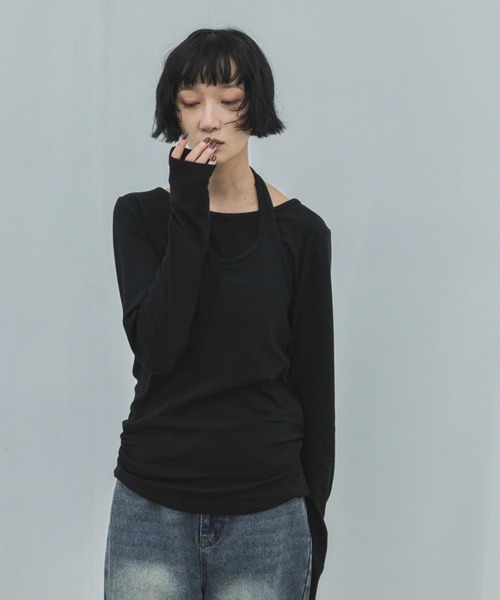 feepur(フェピュール)の「ホルターレイヤードセットロンTee(Tシャツ/カットソー・レディース・アイボリー/ブラック・MEDIUM)」の3枚目の写真