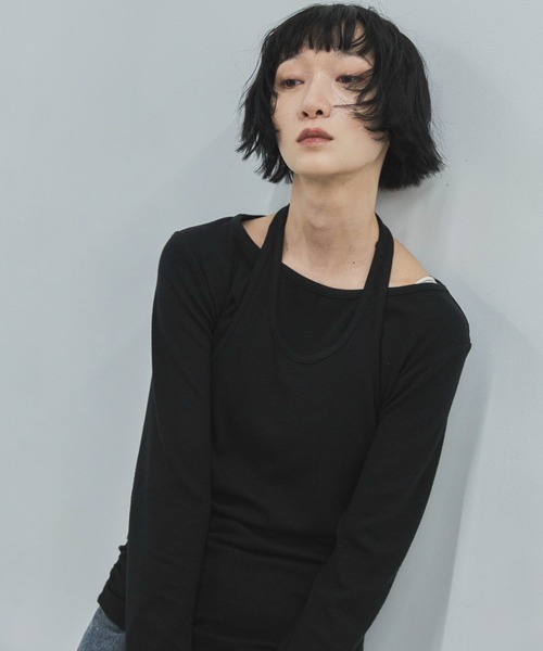 feepur(フェピュール)の「ホルターレイヤードセットロンTee(Tシャツ/カットソー・レディース・アイボリー/ブラック・MEDIUM)」の7枚目の写真