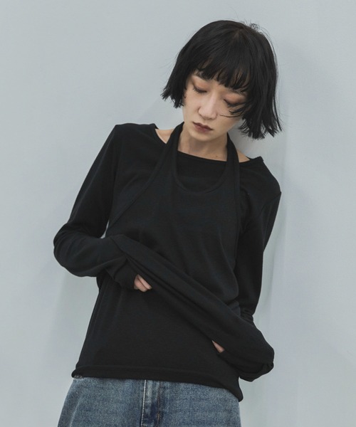 feepur(フェピュール)の「ホルターレイヤードセットロンTee(Tシャツ/カットソー・レディース・アイボリー/ブラック・MEDIUM)」の8枚目の写真