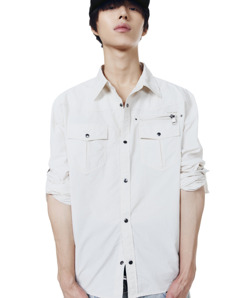 AAKAM（アーカム）の「Roll-Up Nylon Safari Shirts (Light Beige)（シャツ/ブラウス・レディース・その他・1/2）」の3枚目の写真