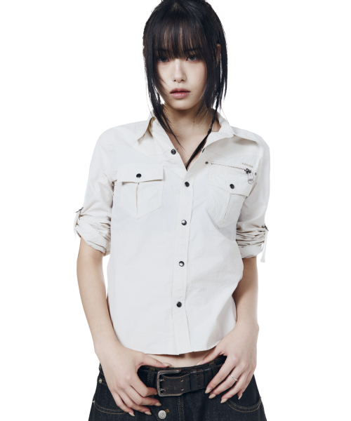 AAKAM（アーカム）の「Roll-Up Nylon Safari Shirts (Light Beige)（シャツ/ブラウス・レディース・その他・1/2）」の5枚目の写真
