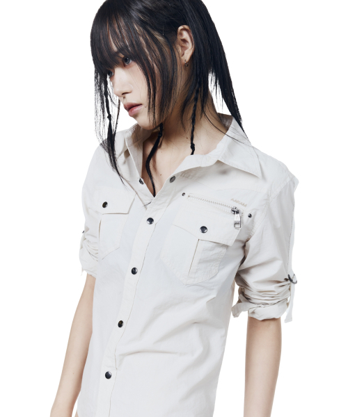 AAKAM（アーカム）の「Roll-Up Nylon Safari Shirts (Light Beige)（シャツ/ブラウス・レディース・その他・1/2）」の6枚目の写真