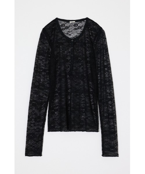 MOUSSY（マウジー）の「ES HENRY NECK LACE トップス（Tシャツ/カットソー・レディース・ライトブルー/ブラウン/ブラック/ホワイト・1/2）」の20枚目の写真