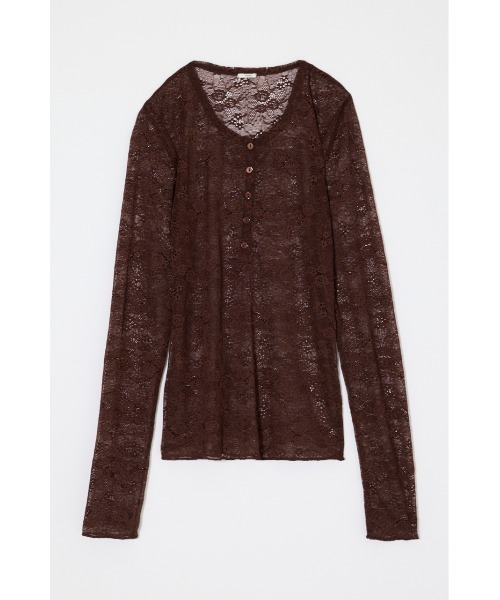 MOUSSY（マウジー）の「ES HENRY NECK LACE トップス（Tシャツ/カットソー・レディース・ライトブルー/ブラウン/ブラック/ホワイト・1/2）」の21枚目の写真