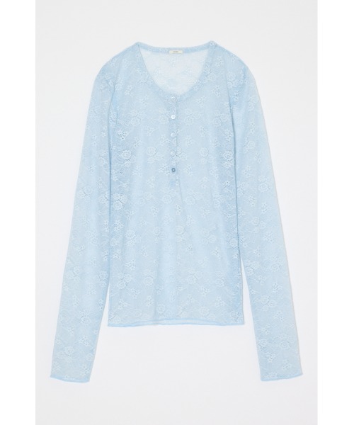 MOUSSY（マウジー）の「ES HENRY NECK LACE トップス（Tシャツ/カットソー・レディース・ライトブルー/ブラウン/ブラック/ホワイト・1/2）」の9枚目の写真