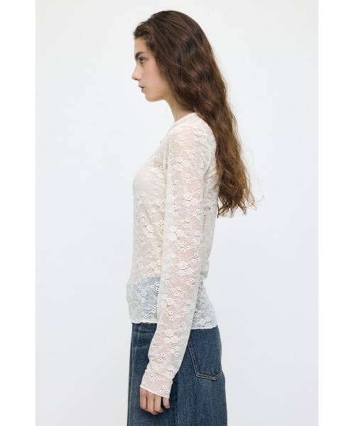 MOUSSY（マウジー）の「ES HENRY NECK LACE トップス（Tシャツ/カットソー・レディース・ライトブルー/ブラウン/ブラック/ホワイト・1/2）」の12枚目の写真