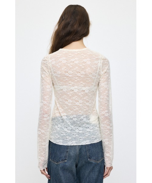 MOUSSY（マウジー）の「ES HENRY NECK LACE トップス（Tシャツ/カットソー・レディース・ライトブルー/ブラウン/ブラック/ホワイト・1/2）」の13枚目の写真