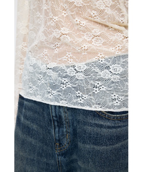 MOUSSY（マウジー）の「ES HENRY NECK LACE トップス（Tシャツ/カットソー・レディース・ライトブルー/ブラウン/ブラック/ホワイト・1/2）」の16枚目の写真