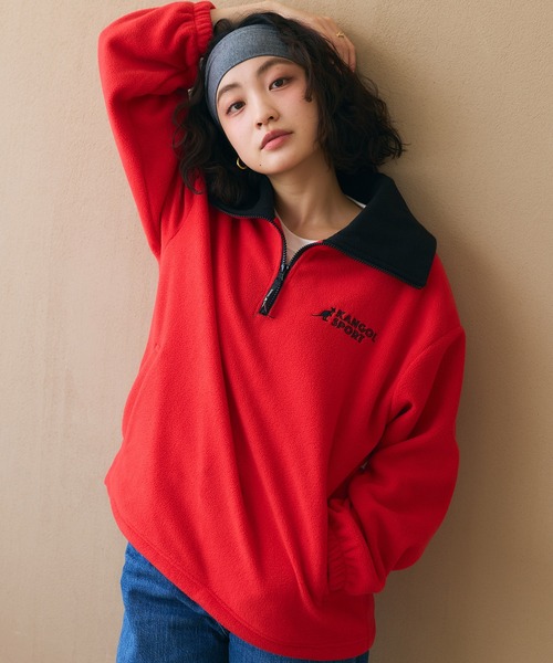 KANGOL SPORT(カンゴールスポーツ)の「【KANGOL SPORT】ドロストフリースハーフジッププルオーバー(その他トップス・レディース・レッド/グレー/ブラック・LL/L/M)」の3枚目の写真