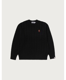 ONE POINT CABLE KNIT CREWNECK SWEATSHIRT