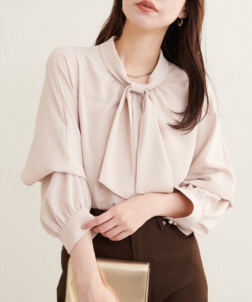 natural couture(ナチュラルクチュール)の「2WAYスリーブリボンタイブラウス(シャツ/ブラウス・レディース・その他1/サックスブルー/オフホワイト/ネイビー/ライトベージュ/ボルドー/その他2・FREE)」の3枚目の写真