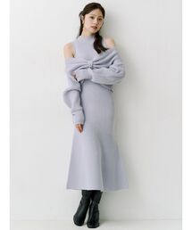 リボンデザインカーデセットニットワンピース
