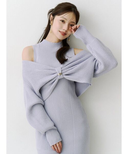 MERCURYDUO(マーキュリーデュオ)の「リボンデザインカーデセットニットワンピース(ワンピース・レディース・ライトブルー/ブラウン/アイボリー・FREE)」の19枚目の写真