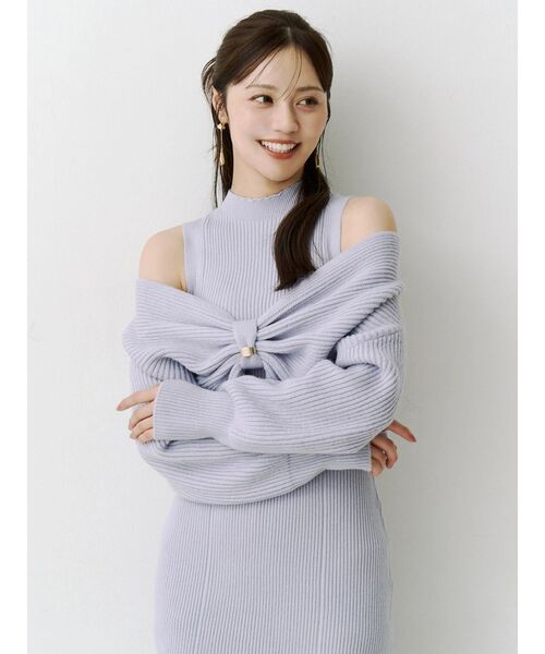 MERCURYDUO(マーキュリーデュオ)の「リボンデザインカーデセットニットワンピース(ワンピース・レディース・ライトブルー/ブラウン/アイボリー・FREE)」の20枚目の写真