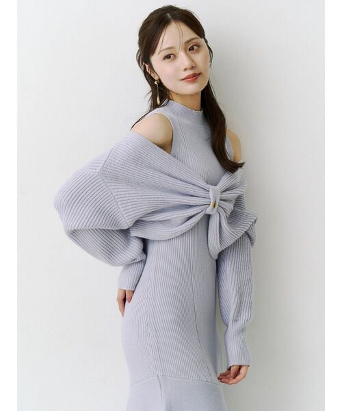 MERCURYDUO(マーキュリーデュオ)の「リボンデザインカーデセットニットワンピース(ワンピース・レディース・ライトブルー/ブラウン/アイボリー・FREE)」の21枚目の写真