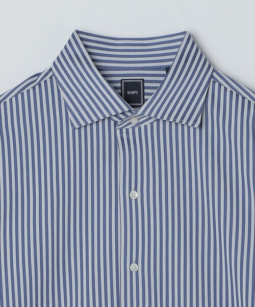 SHIPS(シップス)の「MADE IN JAPAN ロンドン ストライプ ジャージー ワンピースカラー シャツ(ビジネスシャツ・メンズ・ネイビー・SMALL/MEDIUM/LARGE/X-LARGE)」の2枚目の写真