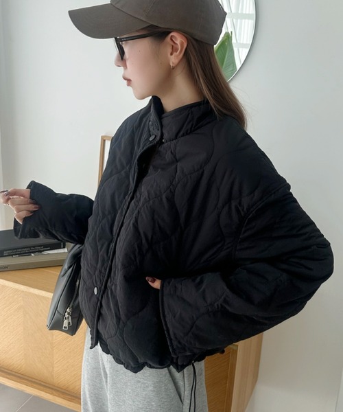 Eclat one(エクラワン)の「【リバーシブル】ボア×キルティングスタンドカラーブルゾン(ブルゾン・レディース・ブラック/ブラウン/アイボリー・FREE)」の22枚目の写真