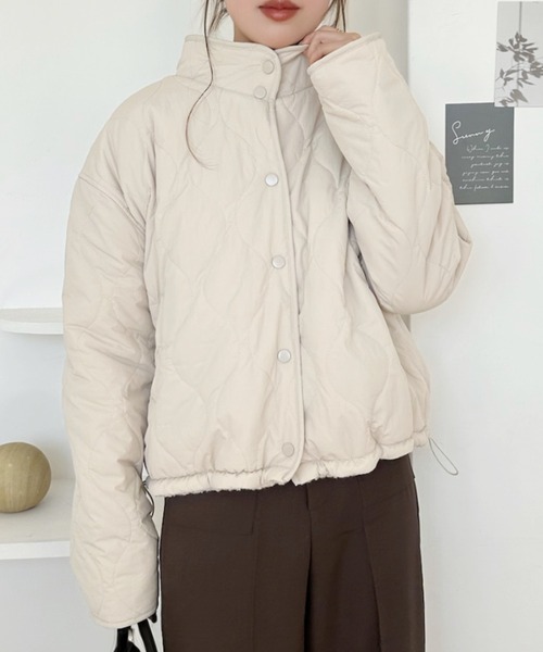 Eclat one(エクラワン)の「【リバーシブル】ボア×キルティングスタンドカラーブルゾン(ブルゾン・レディース・ブラック/ブラウン/アイボリー・FREE)」の7枚目の写真