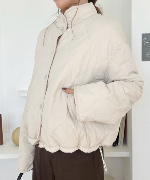 Eclat one(エクラワン)の「【リバーシブル】ボア×キルティングスタンドカラーブルゾン(ブルゾン・レディース・ブラック/ブラウン/アイボリー・FREE)」の9枚目の写真