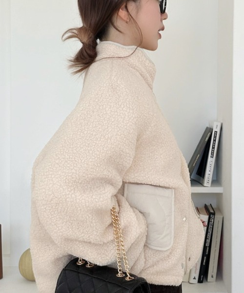 Eclat one(エクラワン)の「【リバーシブル】ボア×キルティングスタンドカラーブルゾン(ブルゾン・レディース・ブラック/ブラウン/アイボリー・FREE)」の14枚目の写真