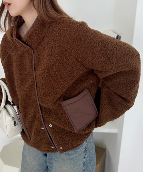 Eclat one(エクラワン)の「【リバーシブル】ボア×キルティングスタンドカラーブルゾン(ブルゾン・レディース・ブラック/ブラウン/アイボリー・FREE)」の20枚目の写真