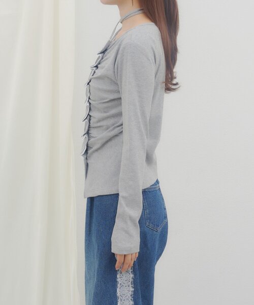 DISCOAT(ディスコート)の「【umm.】レースレイヤードドレープチョーカープルオーバー(Tシャツ/カットソー・レディース・グレー/ブラウン/ネイビー/ミント/アイボリー/ブルー・FREE)」の10枚目の写真