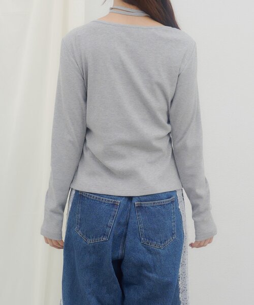 DISCOAT(ディスコート)の「【umm.】レースレイヤードドレープチョーカープルオーバー(Tシャツ/カットソー・レディース・グレー/ブラウン/ネイビー/ミント/アイボリー/ブルー・FREE)」の11枚目の写真