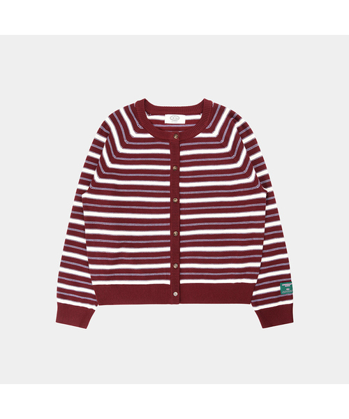 PIGMENT(ピグメント)の「3度段ラベルカーディガン (ZYCD260633)(カーディガン/ボレロ・レディース・ネイビー/バーガンディー・FREE)」の1枚目の写真