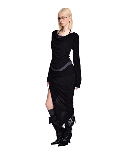 SECONDMONO（セカンドモノローグ）の「2WAYレイヤードカウルネックトップ [BLACK]_SEWTS037BLACK（Tシャツ/カットソー・レディース・その他・F）」の4枚目の写真