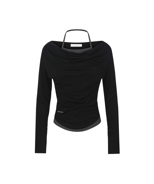 SECONDMONO（セカンドモノローグ）の「2WAYレイヤードカウルネックトップ [BLACK]_SEWTS037BLACK（Tシャツ/カットソー・レディース・その他・F）」の5枚目の写真