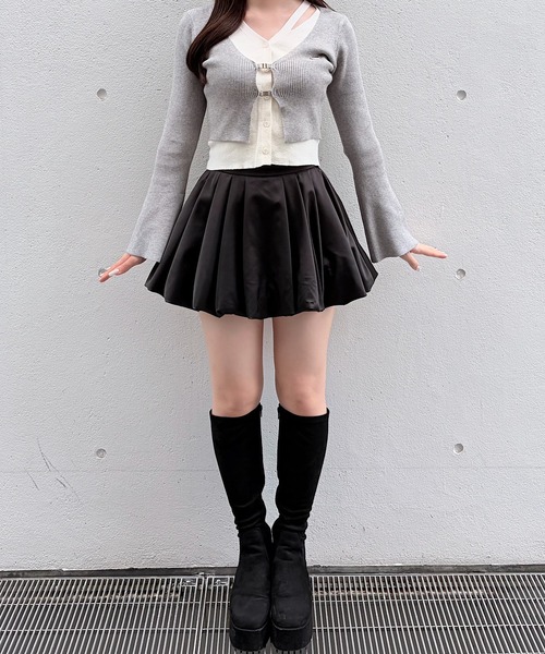 NOMAE（ノーマエ）の「フロントホックレイヤードカーデトップス（ニット/セーター・レディース・ベージュ/ブラック/グレー/ピンク・FREE）」の17枚目の写真