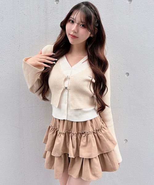 NOMAE（ノーマエ）の「フロントホックレイヤードカーデトップス（ニット/セーター・レディース・ベージュ/ブラック/グレー/ピンク・FREE）」の20枚目の写真