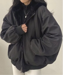 配色ボア2WAYジップブルゾン