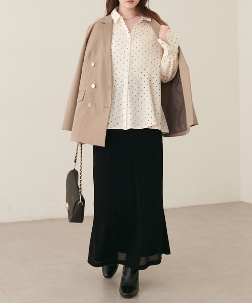 natural couture(ナチュラルクチュール)の「ペプラムスキッパーシャツ(シャツ/ブラウス・レディース・ダークブラウン/オフホワイト/モカ/ドット/ストライプ・FREE)」の12枚目の写真