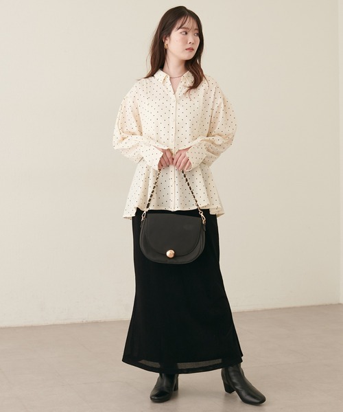 natural couture(ナチュラルクチュール)の「ペプラムスキッパーシャツ(シャツ/ブラウス・レディース・ダークブラウン/オフホワイト/モカ/ドット/ストライプ・FREE)」の21枚目の写真