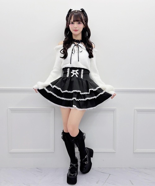 MA*RS(アメーバーマーズ)の「肩開きシャギーニットトップス(ニット/セーター・レディース・ピンク/ブラック/ホワイト・FREE)」の6枚目の写真