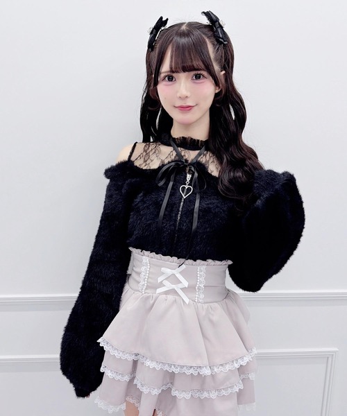 MA*RS(アメーバーマーズ)の「肩開きシャギーニットトップス(ニット/セーター・レディース・ピンク/ブラック/ホワイト・FREE)」の7枚目の写真