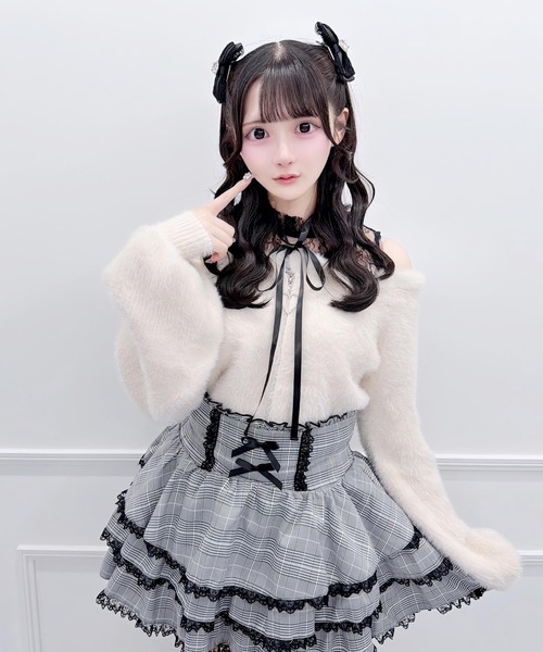 MA*RS(アメーバーマーズ)の「肩開きシャギーニットトップス(ニット/セーター・レディース・ピンク/ブラック/ホワイト・FREE)」の11枚目の写真