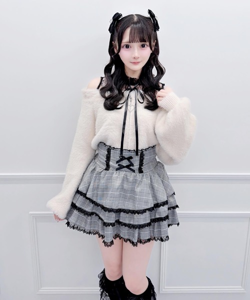 MA*RS(アメーバーマーズ)の「肩開きシャギーニットトップス(ニット/セーター・レディース・ピンク/ブラック/ホワイト・FREE)」の12枚目の写真