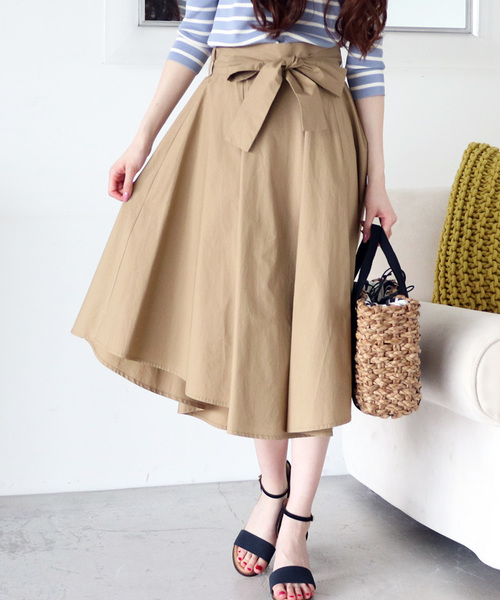 N.（N. Natural Beauty Basic）（エヌエヌナチュラルビューティーベーシック）の「【with　4月号掲載】【追加生産】イレギュラーヘムタイプライタースカート (取り外しベルト付き)（スカート・レディース・ブルー/ベージュ/ネイビー/ピンク・MEDIUM）」の2枚目の写真