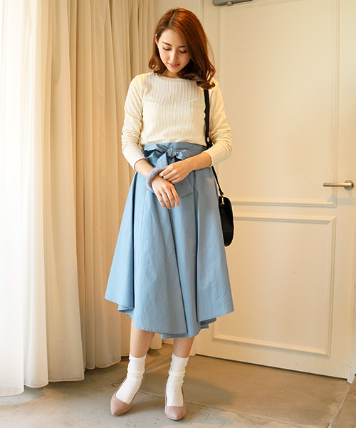 N.（N. Natural Beauty Basic）（エヌエヌナチュラルビューティーベーシック）の「【with　4月号掲載】【追加生産】イレギュラーヘムタイプライタースカート (取り外しベルト付き)（スカート・レディース・ブルー/ベージュ/ネイビー/ピンク・MEDIUM）」の13枚目の写真