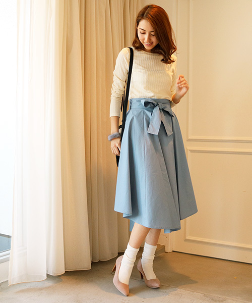 N.（N. Natural Beauty Basic）（エヌエヌナチュラルビューティーベーシック）の「【with　4月号掲載】【追加生産】イレギュラーヘムタイプライタースカート (取り外しベルト付き)（スカート・レディース・ブルー/ベージュ/ネイビー/ピンク・MEDIUM）」の14枚目の写真