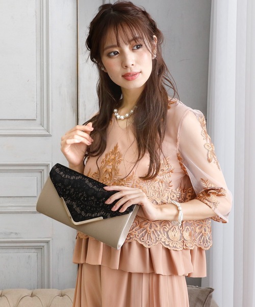 PourVous(プールヴー)の「サテン レース クラッチバッグ お呼ばれ 結婚式 オケージョン 同窓会 パーティーバッグ(クラッチバッグ・レディース・ゴールド/ブラック/シルバー/ベージュ・FREE)」の11枚目の写真
