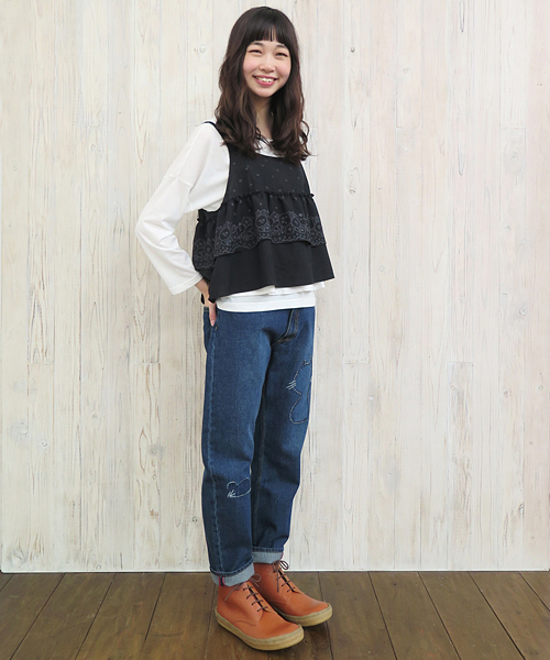 Ne-net（ネネット）の「アニマルオパール（ベスト・レディース・ホワイト/ブラック・02）」の5枚目の写真