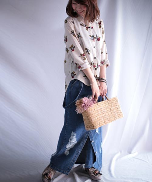 antiqua(アンティカ)の「花柄ドットシャツ(シャツ/ブラウス・レディース・アイボリー/ブラック・M)」の9枚目の写真