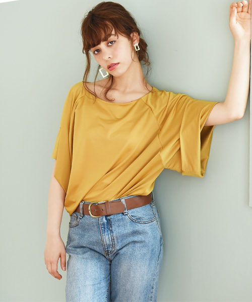 Luz Llena（ラズレナ）の「[接触冷感]ドルマンワイドスリーブ・カットソーブラウス/ビッグシルエットTシャツ（シャツ/ブラウス・レディース・オフホワイト/グレー/イエロー・MEDIUM）」の13枚目の写真