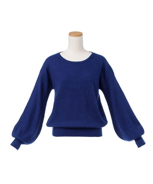 夢展望（ユメテンボウ）の「バルーン袖ニットトップス（ニット/セーター・レディース・ライトベージュ/サックスブルー/ボルドー/ライトホワイト/スモークピンク/ライトブラック/ピンク/ネイビー/チェリーピンク/ラベンダー/パープル系その他/テラコッタ・MEDIUM/LARGE）」の13枚目の写真